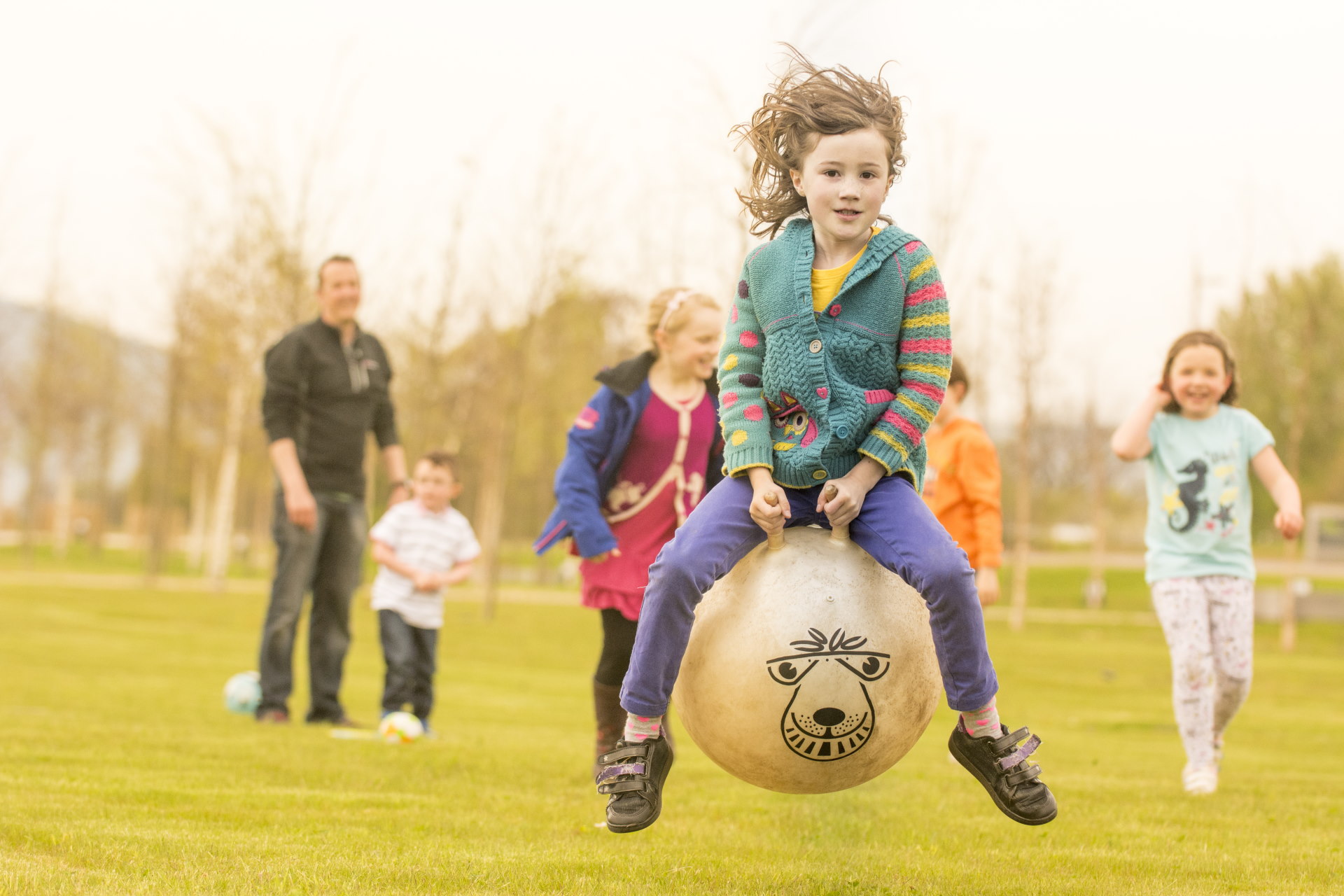 Community use at Inverness Campus - girl on spacehopper