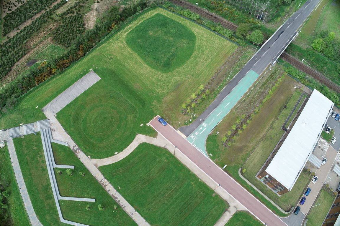 Aerial view of plot 6 on Inverness Campus